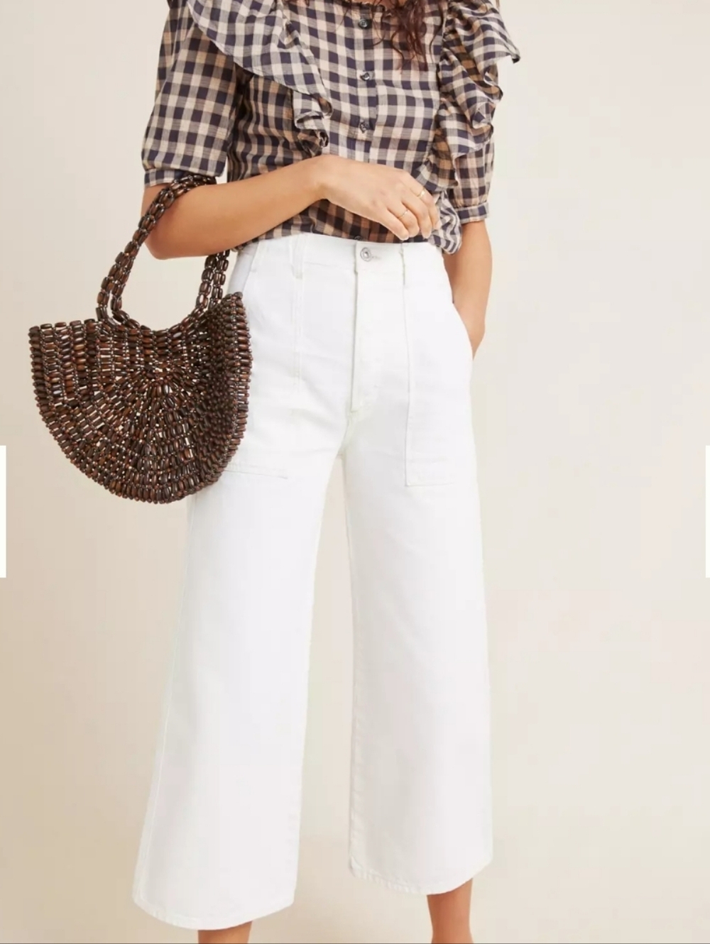 Citizens Of Humanity White Cropped Wide-Leg Jeans